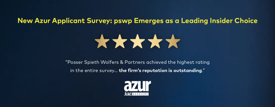 Azur Applicant Survey: pswp named a leading insider choice, with five stars and a quote on the firm’s outstanding reputation.